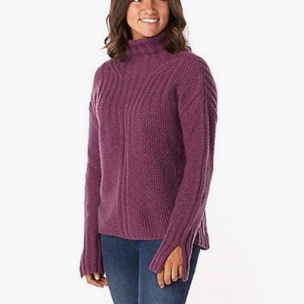 Smartwool Spruce Creek Lambswool Blend Mock Neck Sweater Sangria Size Medium